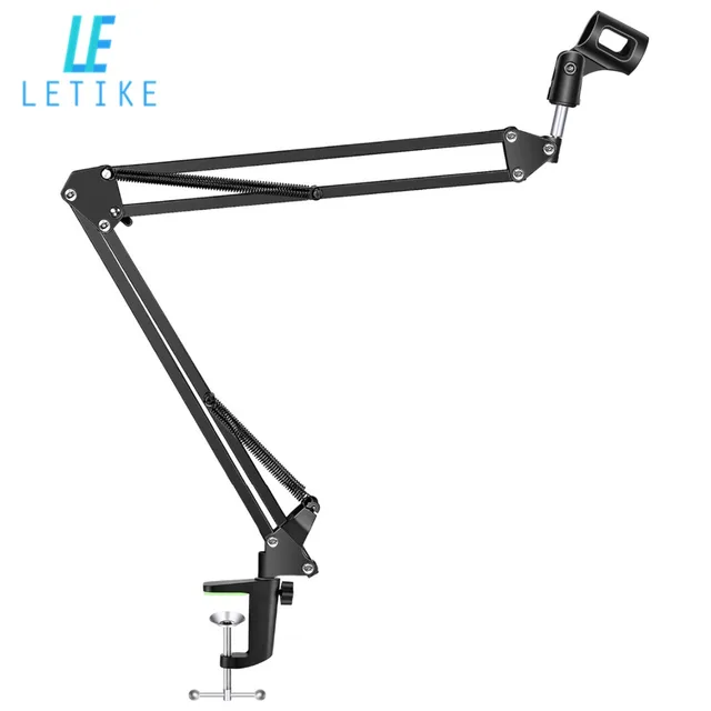Letike Professional Adjustable Metal Scissor Arm Microphone Stand, Foldable Recording Cantilever Fit for Studios, Broadcasting