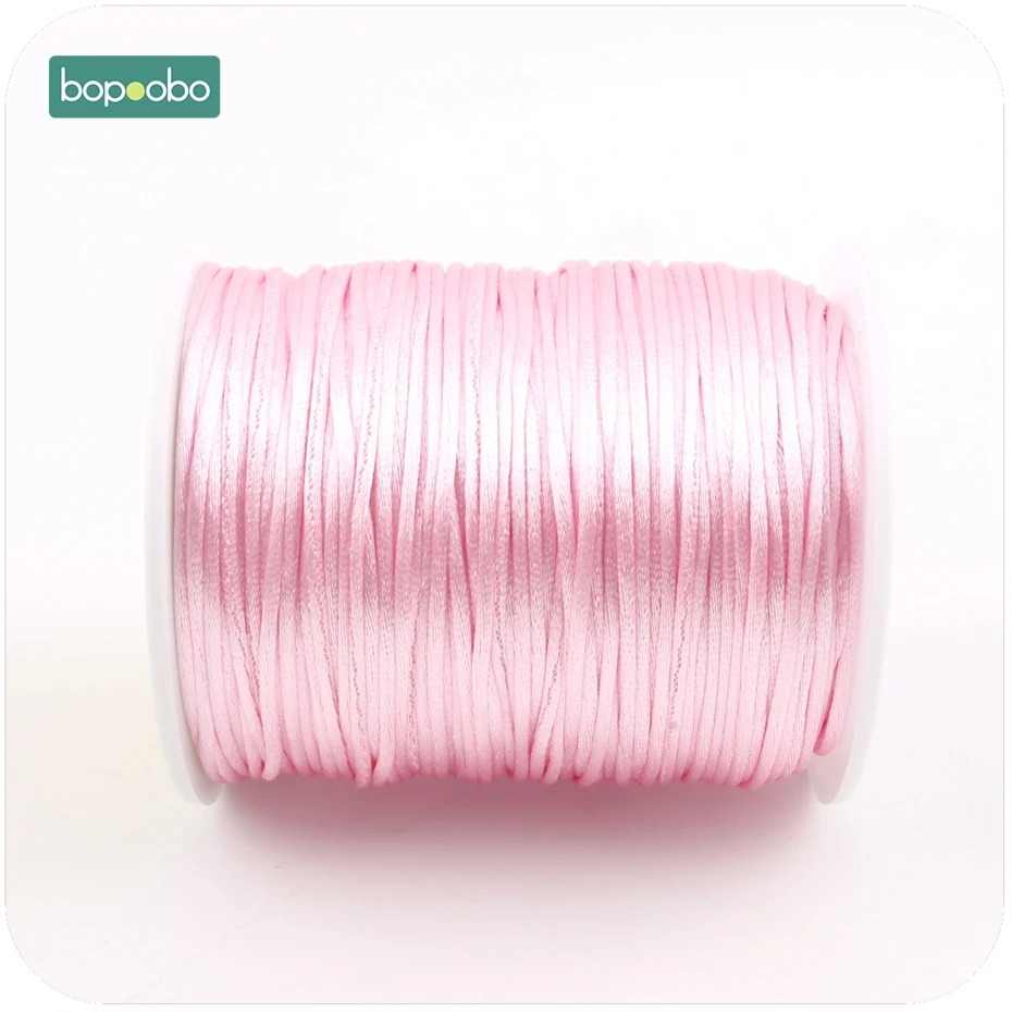 Bopoobo Colorful 1mm 80 Meters Satin Silk Rope Nylon Cord For Baby Teethers Accessories Teething Necklace Rattail Cord DIY Tool Baby Teething Items luxury