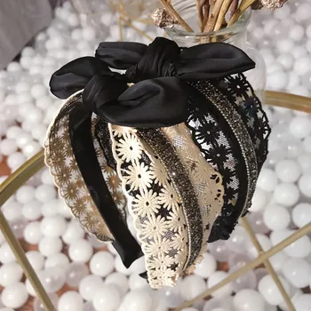 

Fashion 2019 Women's Casual Party SEO Hairband Lace mesh hollow set with drill with wide side and toothed headband L1004