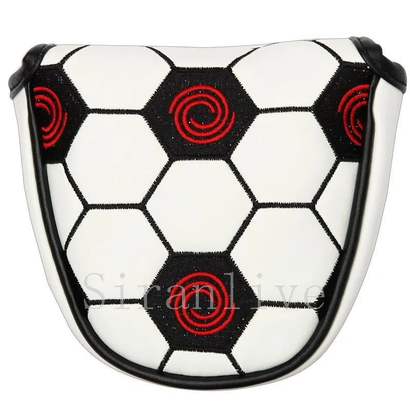 

New Customized Golf Mallet Putter Head Cover Headcover PU Leather White Skull Design Magnetic Closure Free Shipping