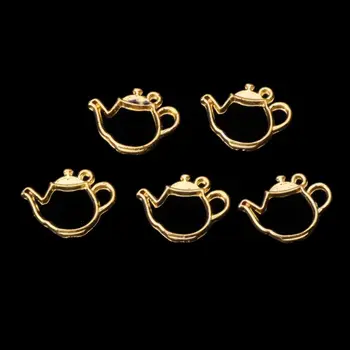 

5Pcs Small Teacup Metal Frames Blank Pendant Open Bezel Setting UV Resin Jewelry