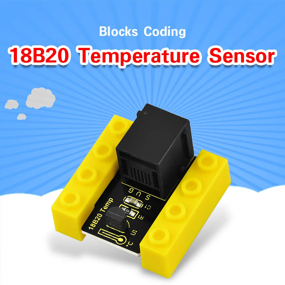 

kidsbits Blocks Coding 18B20 Temperature Sensor Module for Arduino STEAM EDU(Black and Eco-friendly)