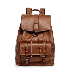 012918 Новый Популярный Мужской винтажный рюкзак из искусственной кожи Студенческая школьная сумка