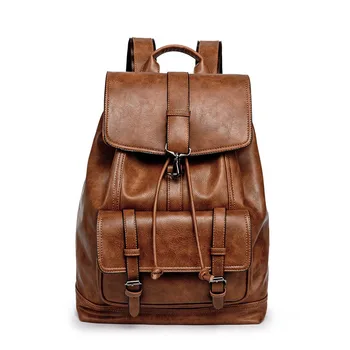 

012918 new hot man vintage PU leather backpack student school bag