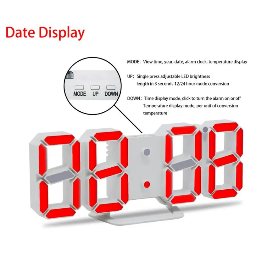 Современные настольные часы 1 светодио дный шт. цифровые светодиодные настольные ночные настенные часы Будильник цифровые часы дисплей