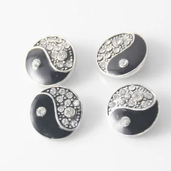 

wholesale 20pcs/Lot new diy diy snap button jewelry Yin yang snap rhinestone buttons 20mm for snap bracelets for women