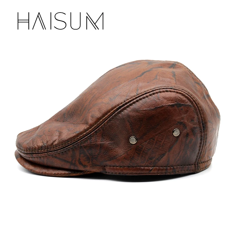 Ограниченная серия, новинка Haisum, весенние козырьки для натуральной воловьей кожи, мужская шапка и шляпа, модные чернильные пятна, шапки с принтом, для взрослых, Chapeau Cs71
