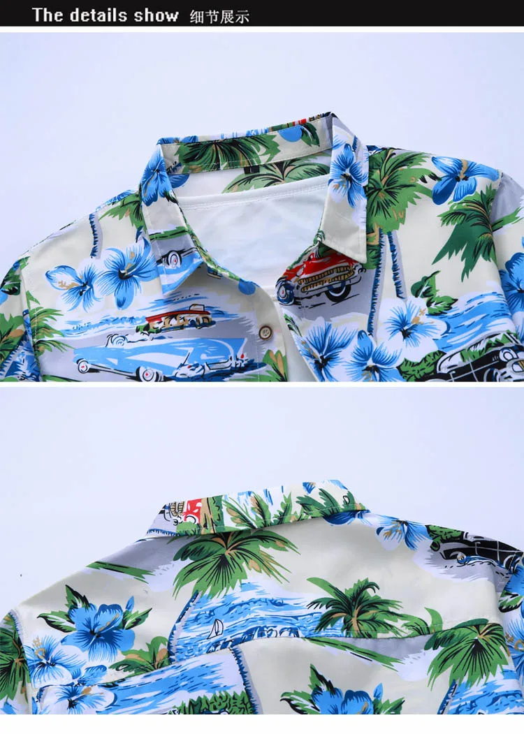 Осенняя мужская гавайская рубашка с длинным рукавом цветочные рубашки мужские повседневные пляжные праздничные блузка для отпуска 5XL 6XL 7XL