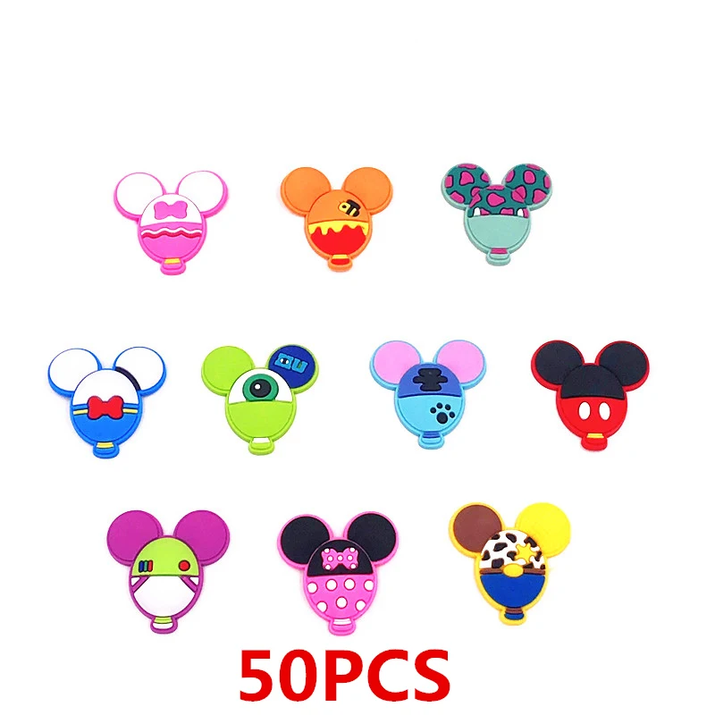 Hot-Sale-50PCS-Colourful-Minnie-Mickey-Head-PVC-Flatback-DIY-PVC-Shoe-Charms-Phone-Shell-Decoration