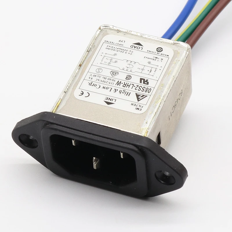Монтаж панели 3 контактный разъем переменного тока 8A фильтр EMI 115/250VAC 50/60Hz High & Low Corp.