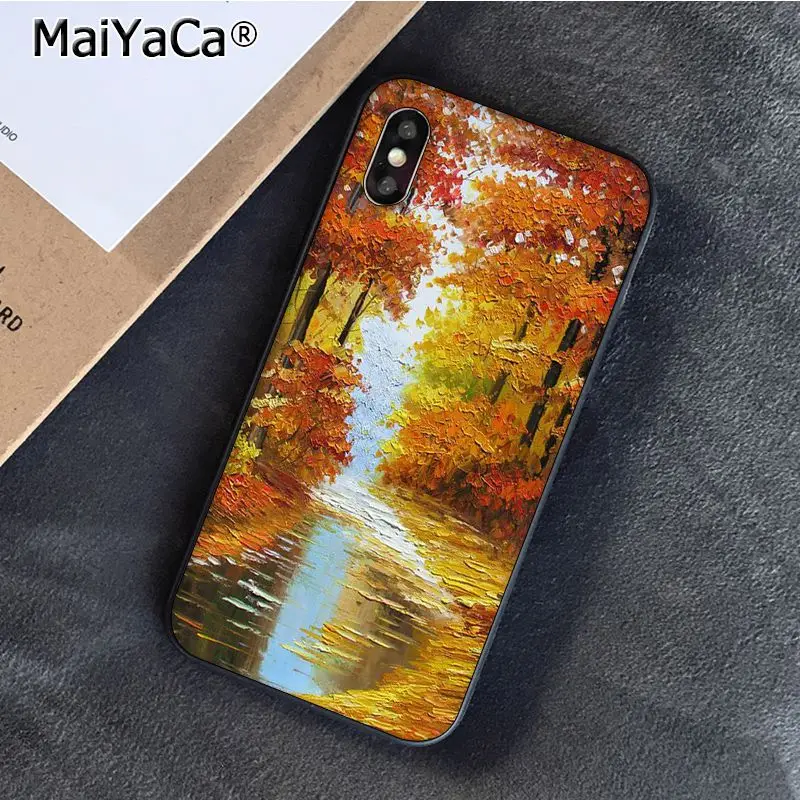 Starry Night Van Gogh Art Oil Painting Autumn Trees Maple Park