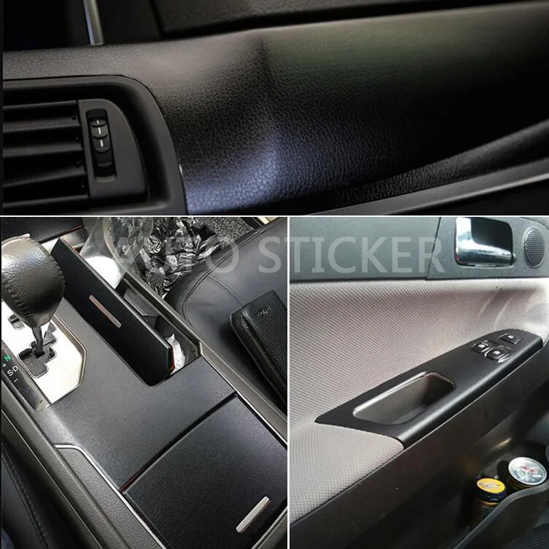 10/20/30/40/50*152cm Black Leather Vinyl Wrap for Car Door Edge Handle Dashboard Armrest Auto External Internal Decoration Decal