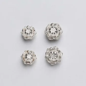 

1pcs Fancy Cubic Lotus Shape Charm Beads 925 Sterling Silver Spacer Beads Fit Bracelets Necklace Making DIY Jewelry Findings