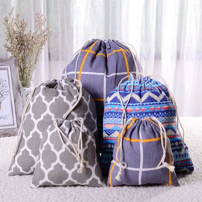 

Fashion Travel Accessories Cotton linen Drawstring Makeup Bag lattice Packing Organizer Clothes Toiletry Sundries Storage Pouch