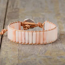 Богемский каменный браслет Femme полудрагоценный одиночный кожаный браслет с бусинами браслет с надписью праздничные ювелирные изделия