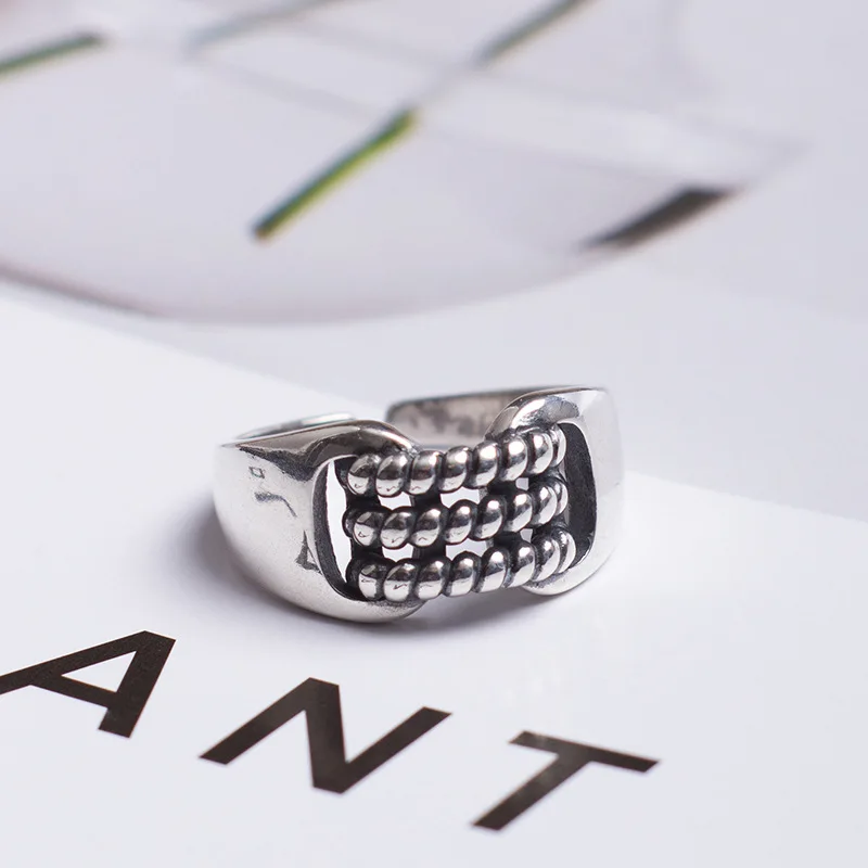 weave punk ring S925 Sterling silver jewelry Fashion silver ring for unisex gift High quality resize rings for man gift