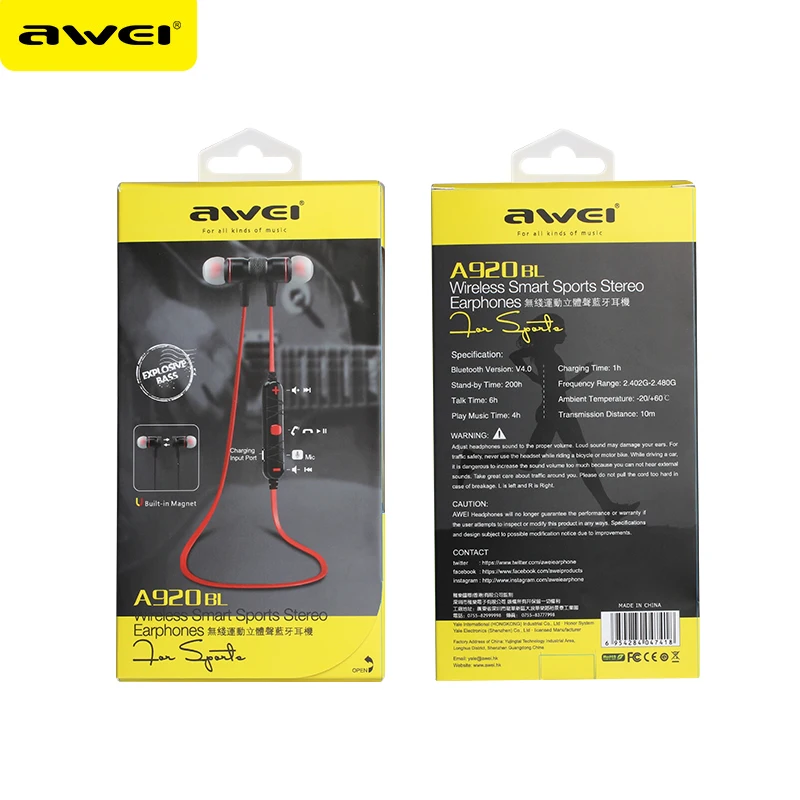 AWEI a920bl Bluetooth наушники Беспроводной Магнитный гарнитура Ecouteur Auriculares Fone де ouvido kulaklik