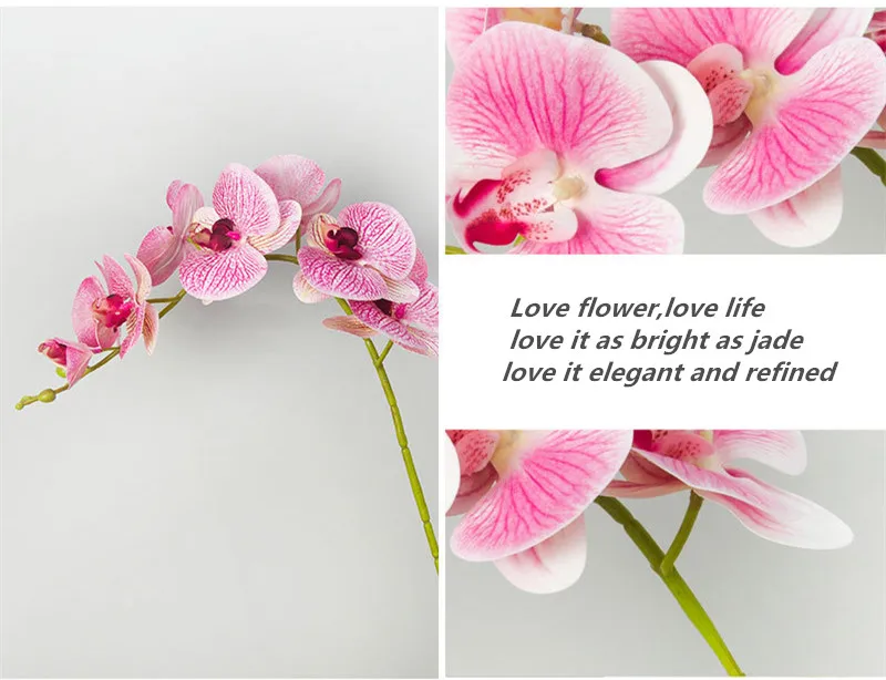 Flone 9 Heads Artificial Butterfly Orchid Flowers Real Touch Butterfly Orchid Simulation Orchid Flowers Wedding Home Party Decor (5)