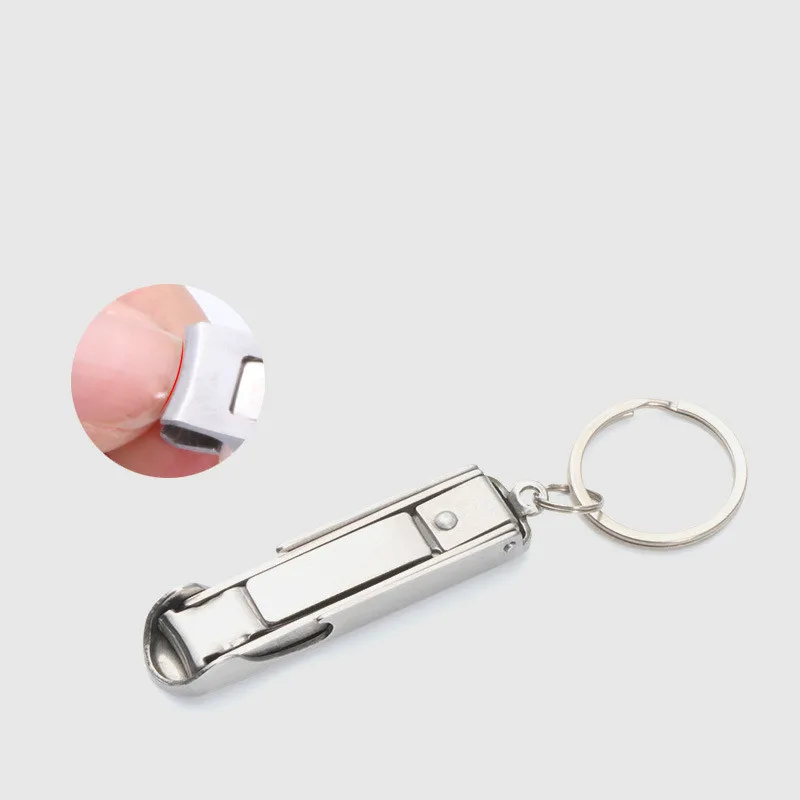 

2 in 1 EDC Pocket Tool Outdoor Handle Bottle Opener Toe Nail Clippers Cutter Key Chain Nail File Key Ring Travel Bag Attachment