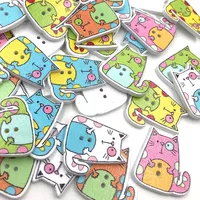 25/50/100pc Mix Animals Cat kid's/ Baby Wood Button DIY Craft Sewing WB405 1