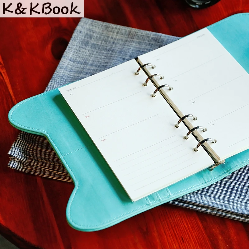 K & KBOOK KK007 Новый Kawaii спиральный ноутбук A6 переплетенная колечко кожаная записная