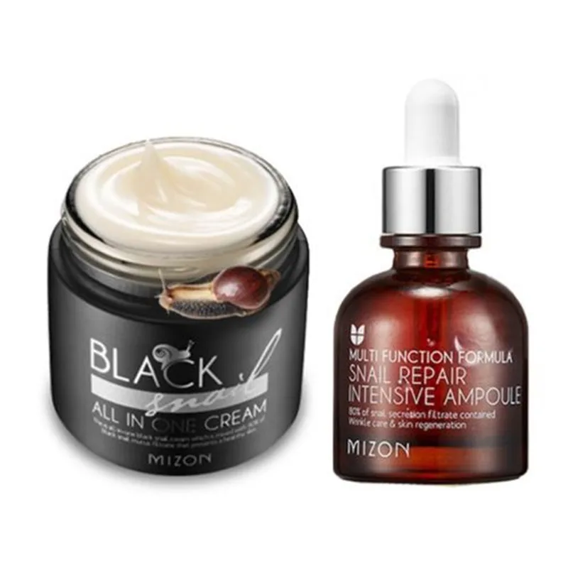 

MIZON Black Snail All In One Cream 75ml + MIZON Snail Intensive Ampoule 30ml Face Cream Snail Facial Serum Essence Moisturizing
