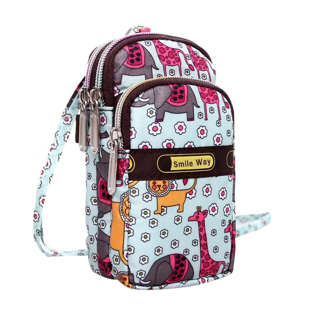 Подлинная Женская мода печать молния спортивная сумка через плечо Мини запястье кошелек# LR4