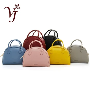 

Lovely Candy Color Women Leather Top-handle Handbag Mini Shoulder Phone Bag Crossbody Small Purse For Girls Half Round Tote Sac
