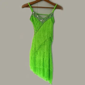 

New style latin dance costume sexy diamond tassel latin dance dress for women latin dance competition dresses S-4XL F84