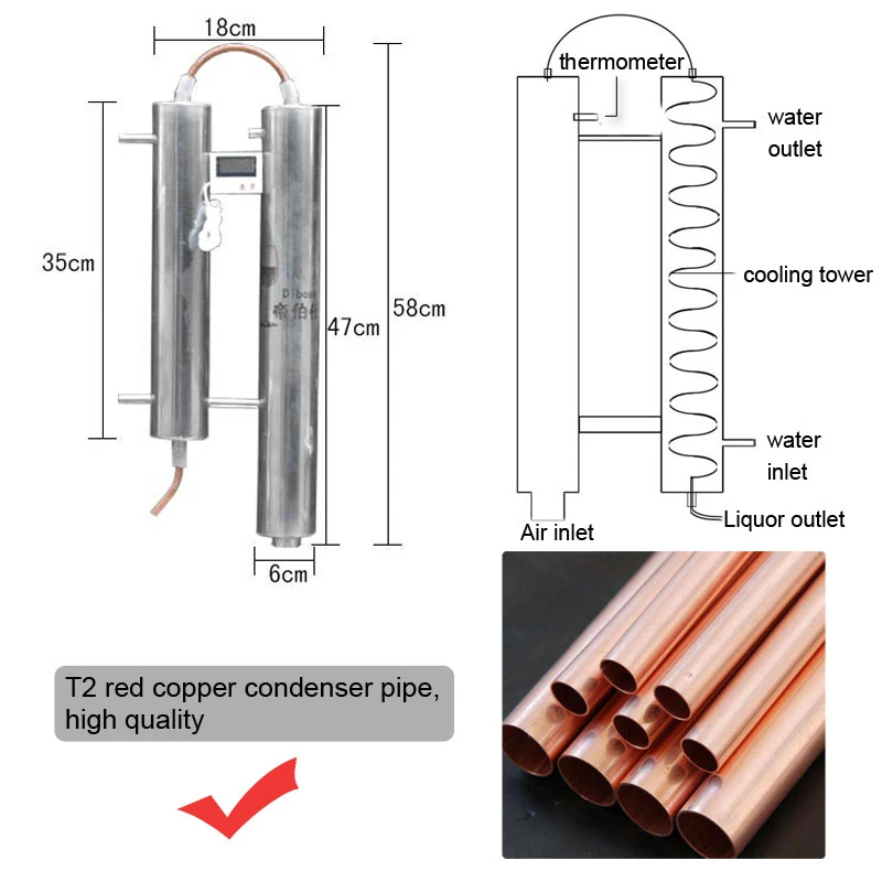  Efficient 12/20/35L Distiller Stainless Steel Moonshine Alcohol Wine Beer Water Brewing Boiler DIY  - 4000312360370