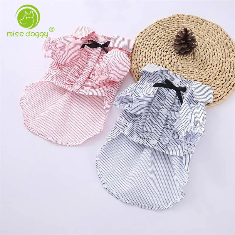 

2017 Western Stripe Shirt for Pet Dog Clothes Princess Couple T Shirt Wedding Dog Clothing Puppy Dog Apparel S-XXL