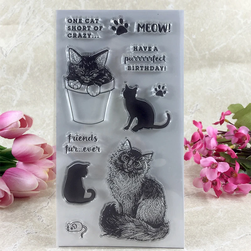 YLCS098 Cat Silicone Clear Stamps For Scrapbooking DIY Paper Album