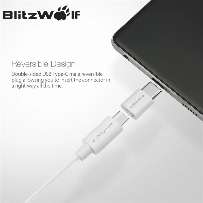 BlitzWolf 2 шт. Micro USB для usb type-C адаптер мужчин и женщин преобразования кабельный разъем для Xiaomi type-C мобильных телефонов адаптер