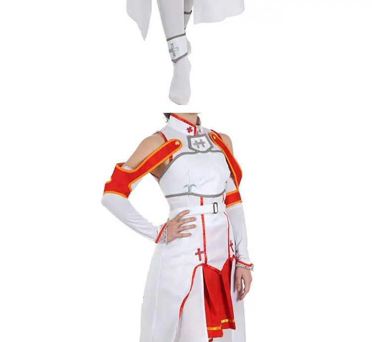 DM COS Anime Sword Art Online Asuna Yuuki Dress Cosplay Costume Uniform Halloween SAO Asuna Battle Suit Set with Wig Hot sale