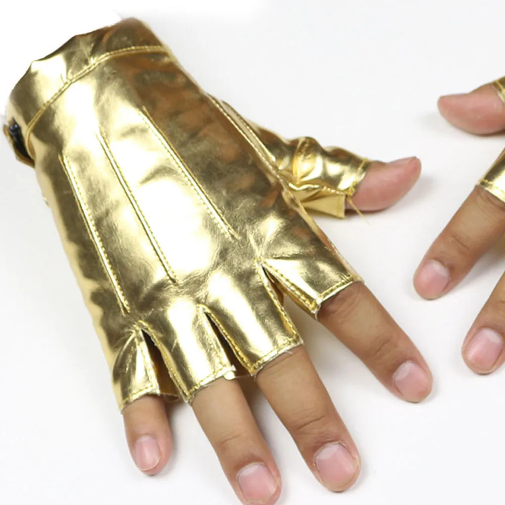 New2017 Top Fashion Half Finger PU Female Hip hop Dancing