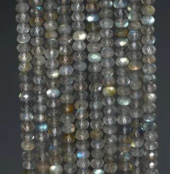 

4x3mm Labradorite Gemstone Grade AAA Faceted Rondelle Loose Beads 7.5 inch Half Strand (90186018-113)
