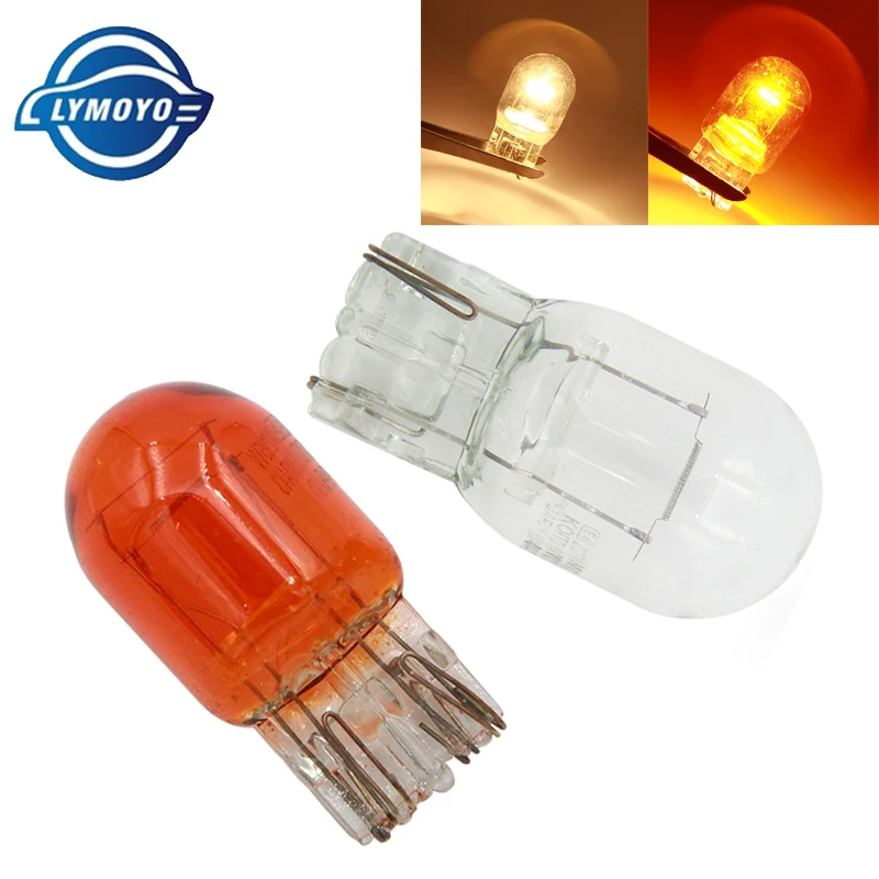 

LYMOYO 10pcs car T20 7440 7443 halogen lamp 12v w21/5w warm white brake bulbs Tail Light Stop Light Rear Turn Signal DRL 12v