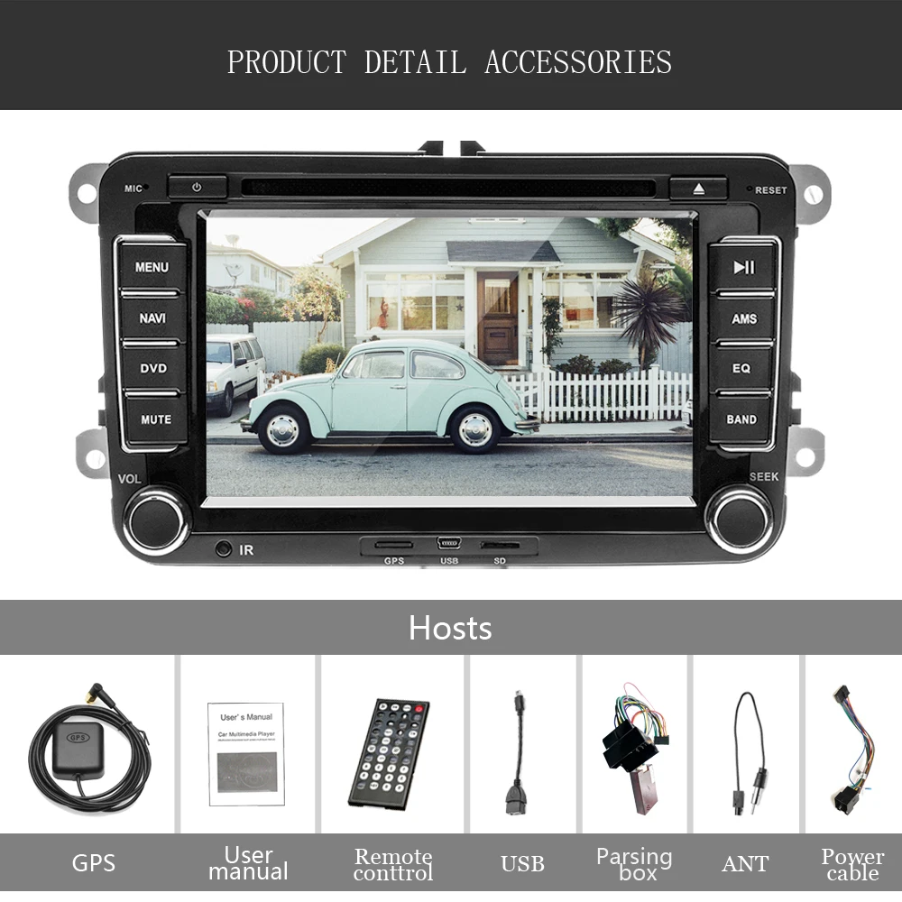 Sale AMPrime 2 Din 7" Car DVD Player For VW/Volkswagen/Passat/POLO/GOLF/Skoda/Seat With GPS Navigation Aux Maps 2din Car Navigation 5