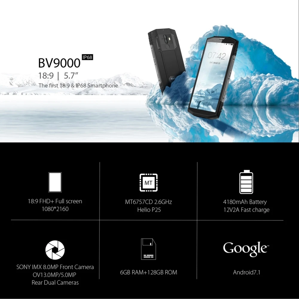 Blackview BV9000 Оперативная память 4 Гб Встроенная 64 GB 5 7 &quotсмартфонов Восьмиядерный 8MP +