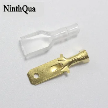 

20sets Copper 6.3 Crimp Terminal with Case 6.3mm Insulated Spring Connector Male Cold Terminal with Sheath