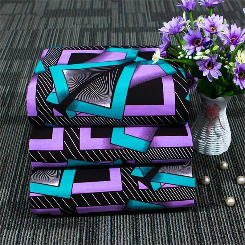 Me-dusa new purple blue African Print Wax Fabric cotton Hollandais Wax Dress Suit cloth 6yards/pcs High quility