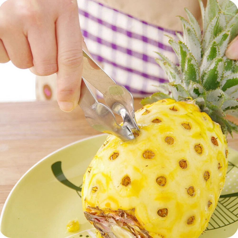 1 шт. Фруктовый нож для чистки ананаса из нержавеющей стали, высокоэффективный чистящий слайсер, нож для ананаса, фруктовый салат, кухонный инструмент