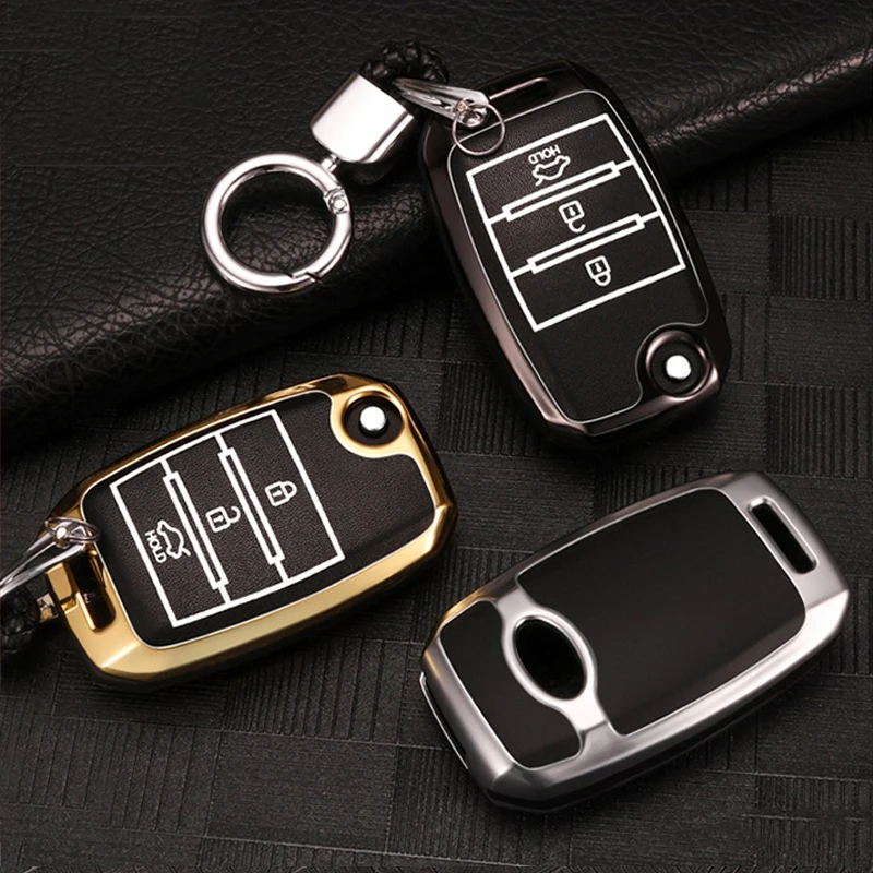 

Zinc alloy+Luminous Leather Car Remote Key Case Cover For Kia Rio K2 Sportage 2017 2018 Optima K5 Ceed Sorento Cerato K3 Picanto