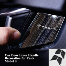 1 set di Modo Auto All’interno Maniglia Della Porta Copertura Decorativo Adesivo In Acciaio Inox Accessori Per Auto Car Styling per Tesla Model S 2014 -2018