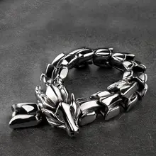 High quality Dragon Black vintage punk bracelet for men stainless steel fashion Jewelry hippop street culture mygrillz