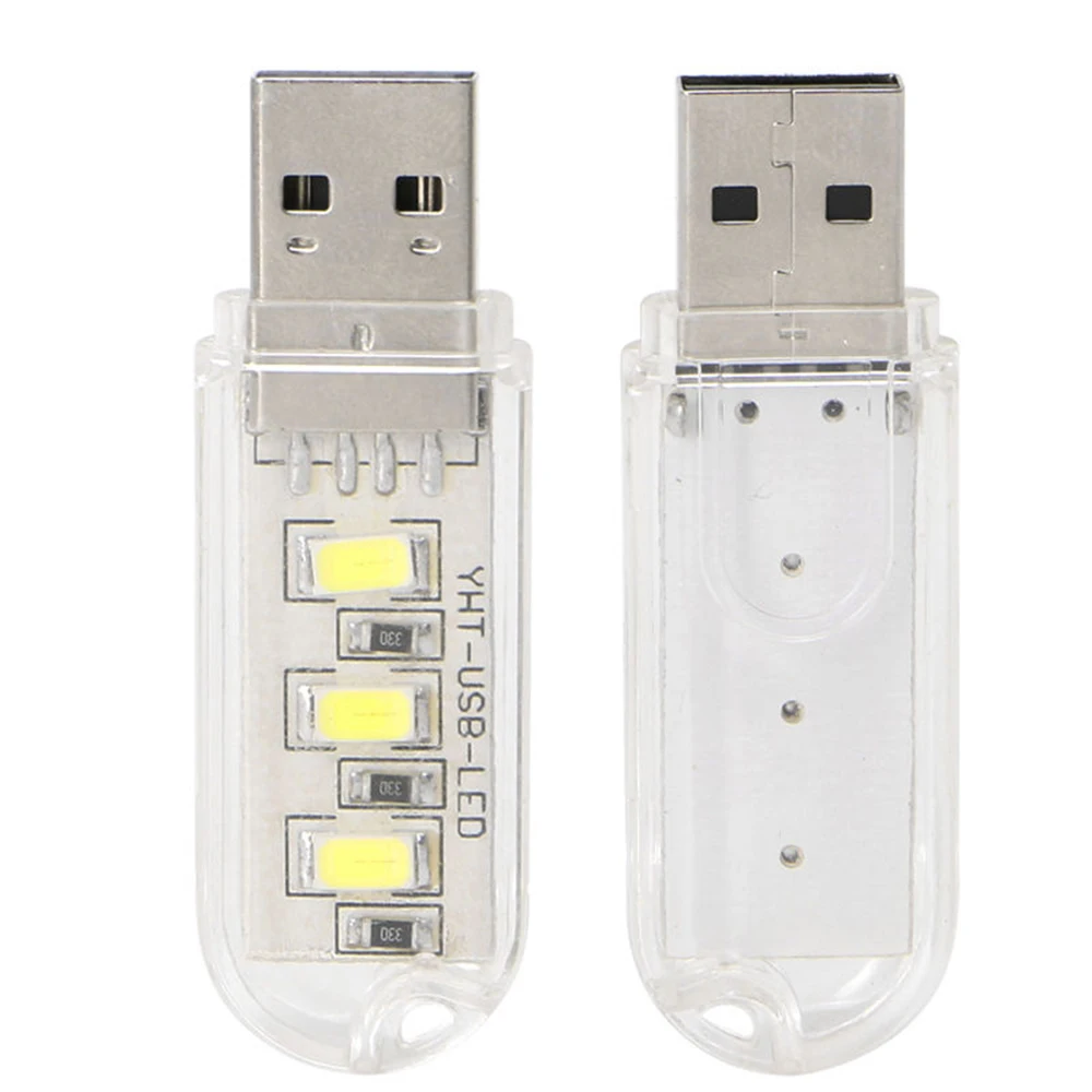 Портативный брелок для ключей 3 светодиодный Белый ночник USB power U Disk shape лампа с крышкой яркий свет Новый 2019