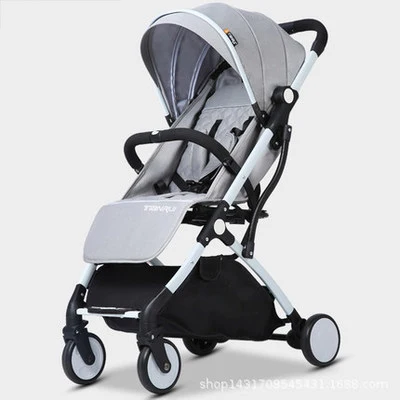 Детская коляска для мальчиков и девочек, легкая переносная коляска для путешествий с резиновыми колесами для новорожденных - Цвет: white gray