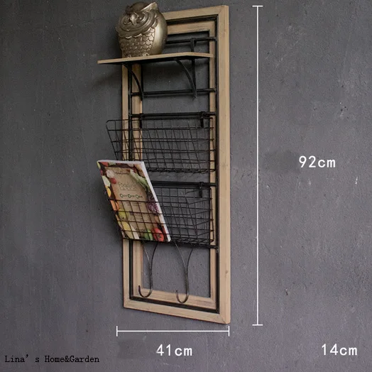 multiple use wood metal handmade vintage retro industrial wall shelf