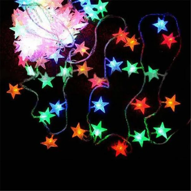 

4M 20 STAR Shaped LED String Fairy Lights Holiday Lighting LED Xmas lights Valentine's Day Lights 13FT 220V sparking string