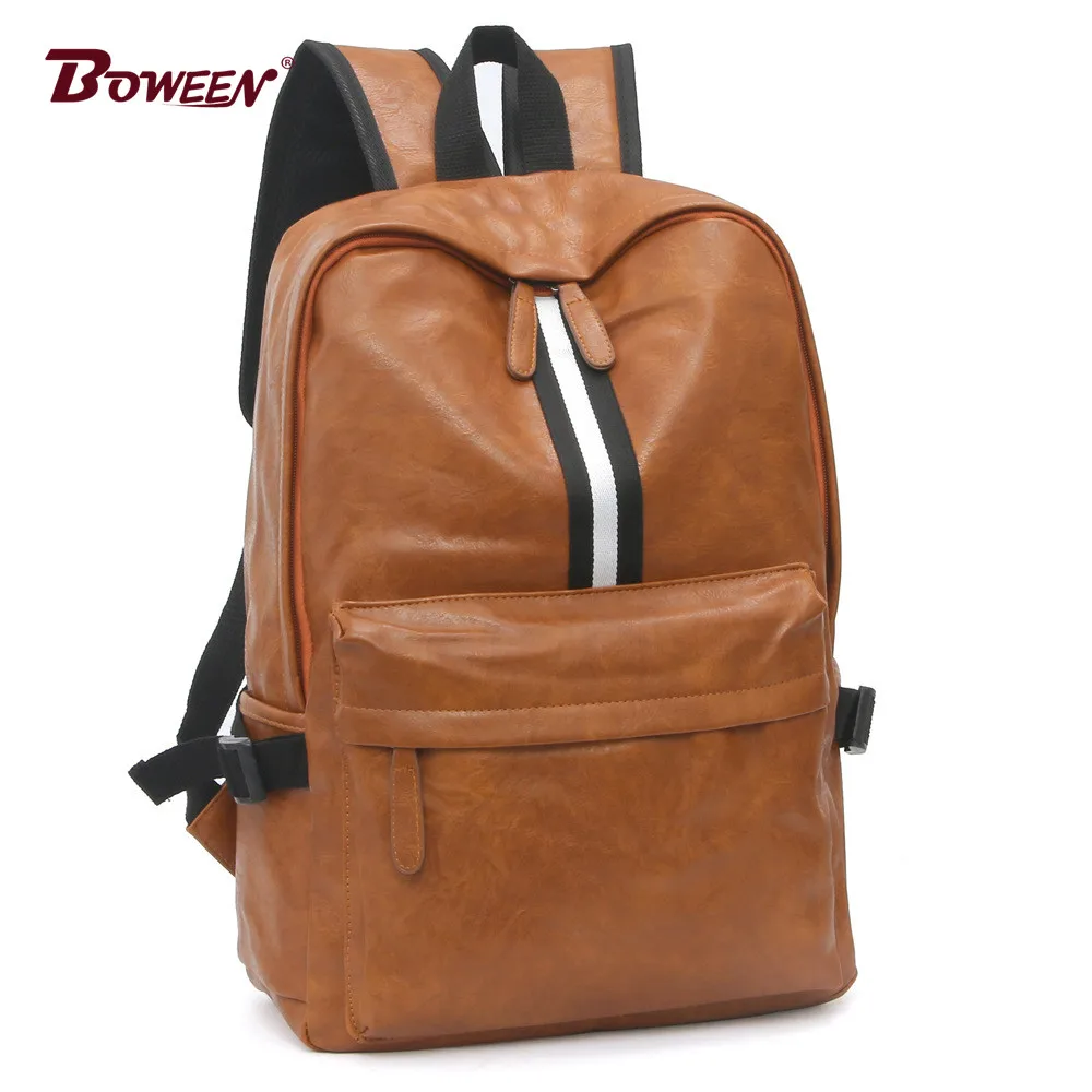 

vintage backpack men women pu leather solid black College school bags male back pack teens bagpack Mochila Casual back bag
